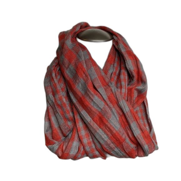 Bass Infinity Scarf Reversible One Size Plaid Red / Grey Wrap Neckwear Unisex - Picture 1 of 6